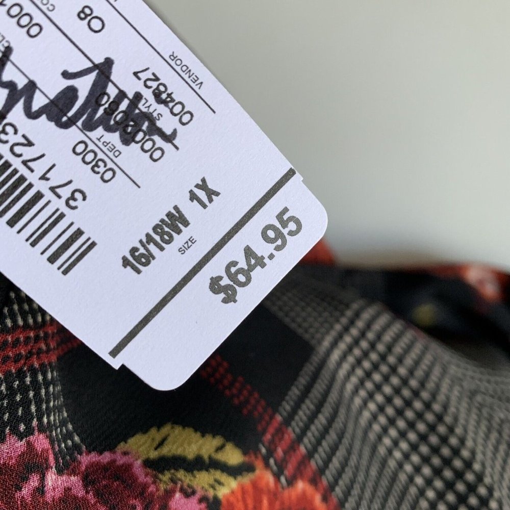 CJ Banks NWT Bomber Jacket Lightweight Floral Plaid Size 1X - Picture 4 of 6